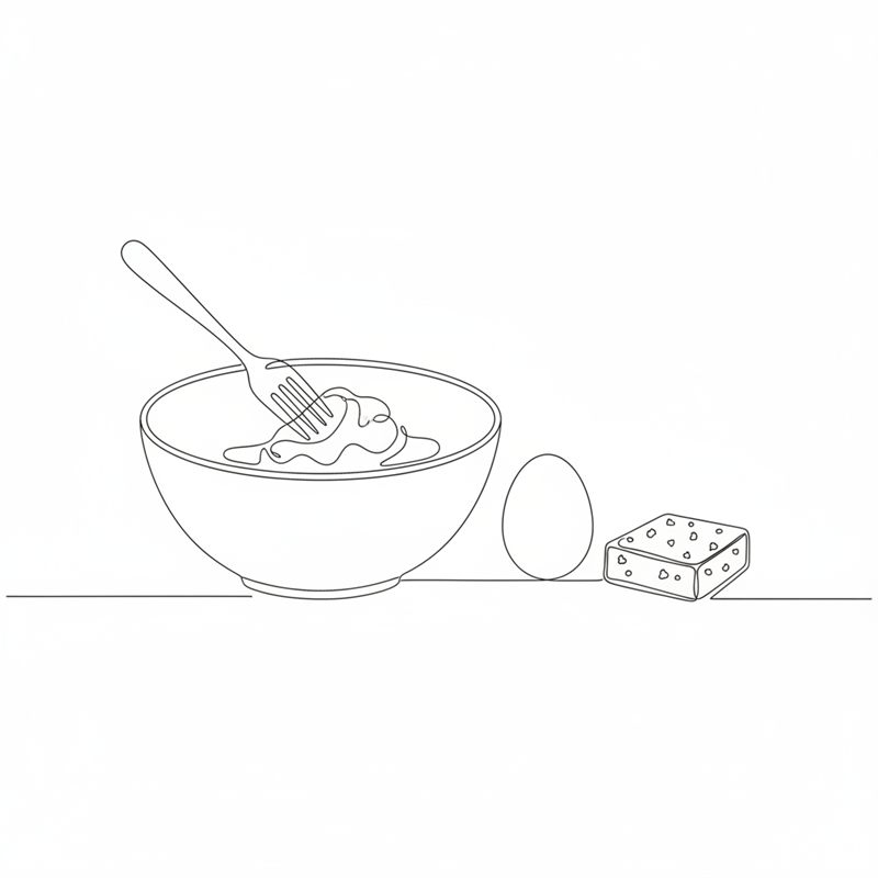 Illustration: potatismos mosas i skål bredvid ägg och fetaost