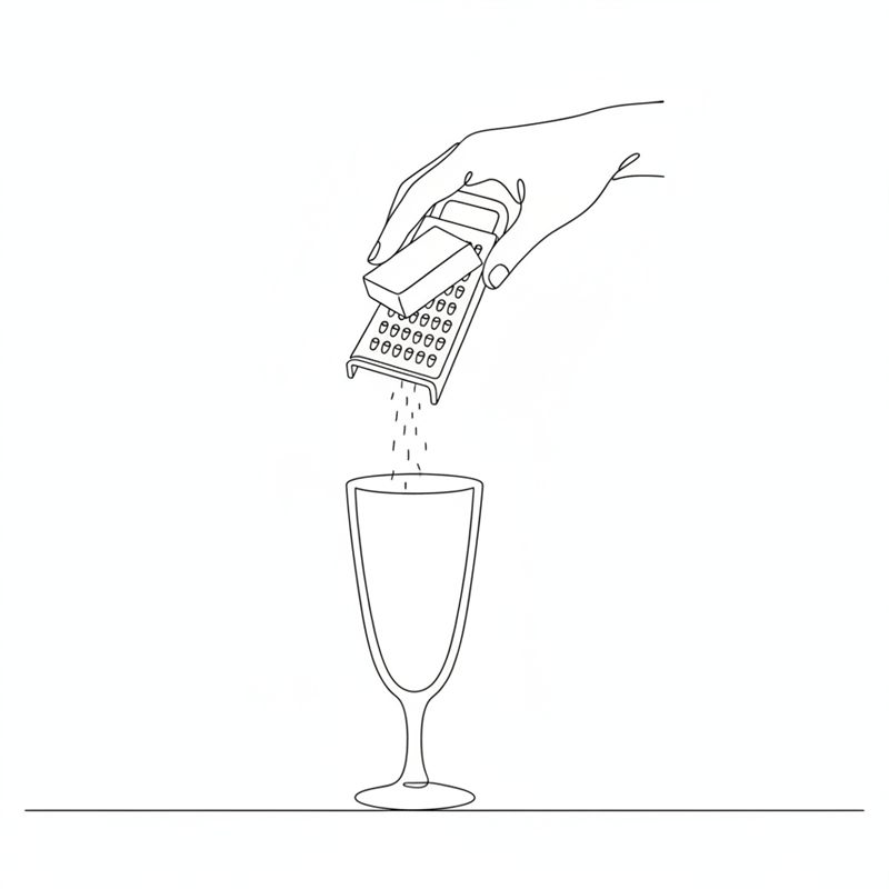 Illustration: mörk choklad rivs över den färdiga desserten i glas