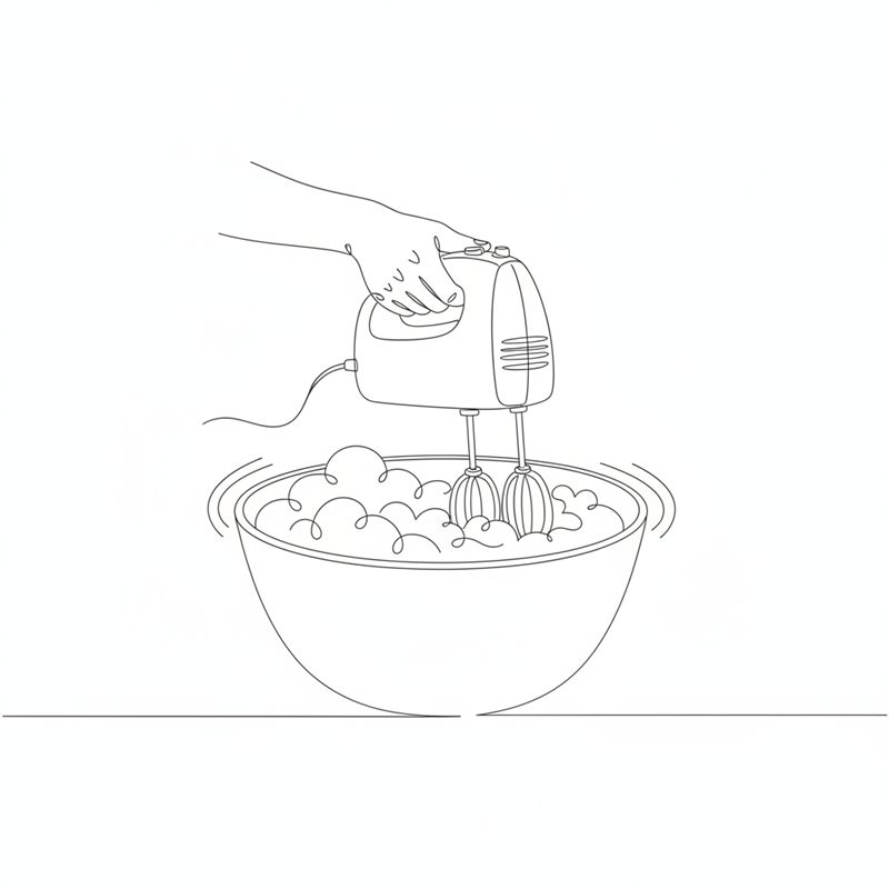 Illustration: en elvisp vispar äggulor och socker pösigt i en skål
