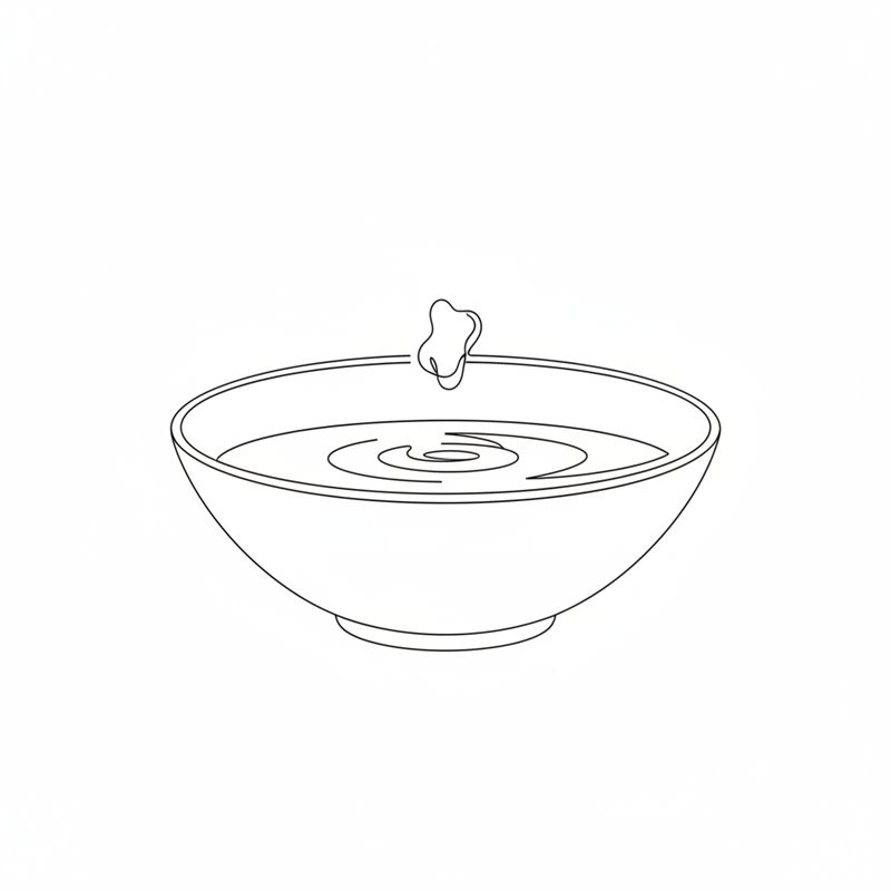 Illustration: en liten klick jäst löses upp i en skål med ljummet vatten