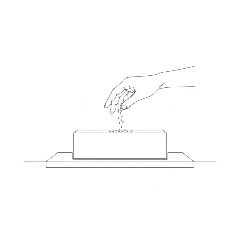 Illustration: en hand strör salt över en fläskstek på en skärbräda
