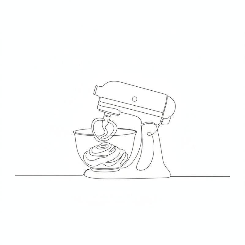 Illustration: en köksmaskin arbetar ihop munkdegen med degkrok