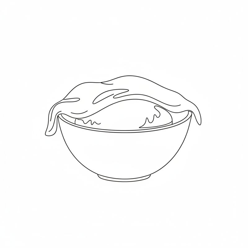Illustration: munkdegen jäser övertäckt under en duk i en skål