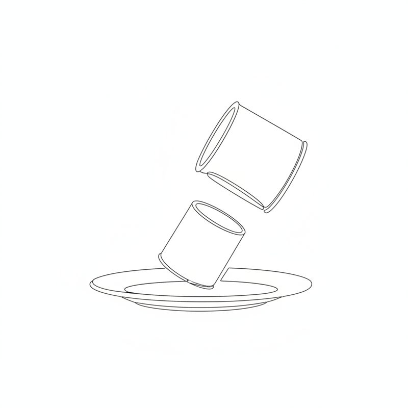 Illustration: en burk vänds upp och ner över en tallrik och innehållet glider ut