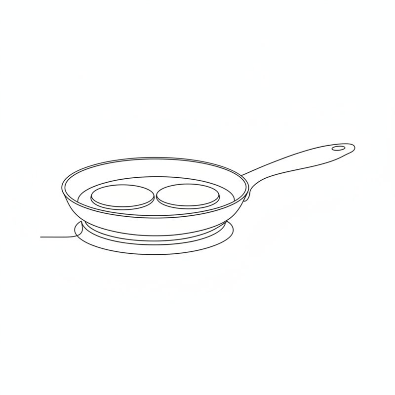 Illustration: två runda skivor ligger i en het stekpanna