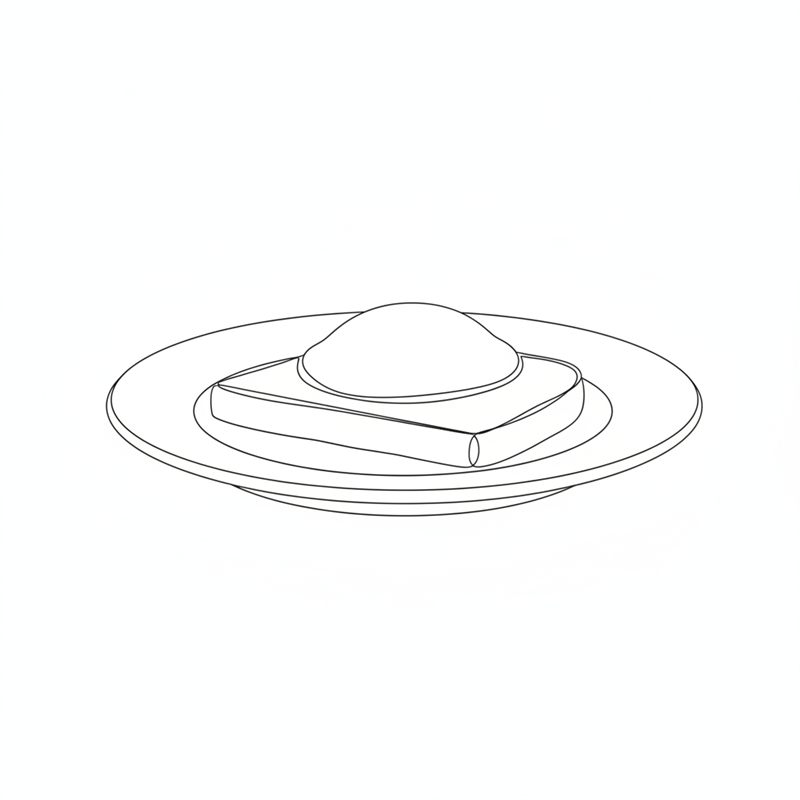 Illustration: en skiva foie gras ligger på en bit rostat bröd på en tallrik
