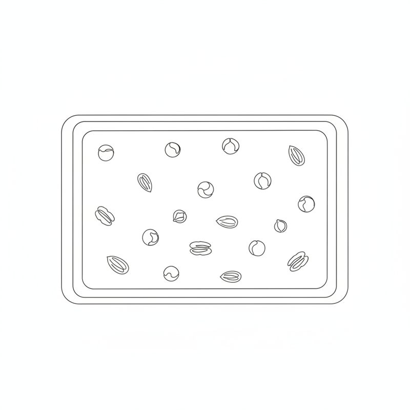 Illustration: mandel och pistage rostas på en plåt