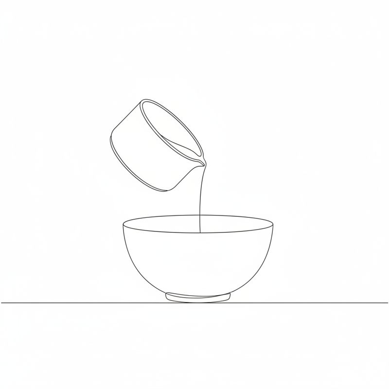 Illustration: den heta sockerlagen hälls i en tunn stråle ner i marängen