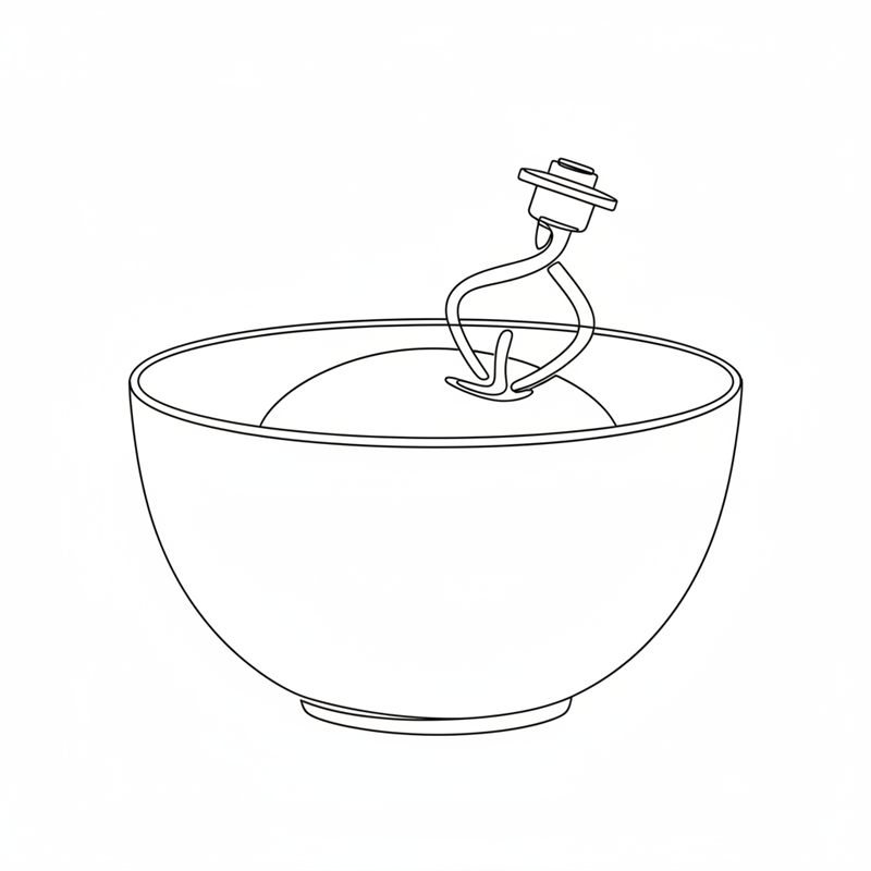Illustration: degen till franskbröd arbetas i en köksmaskin med degkrok