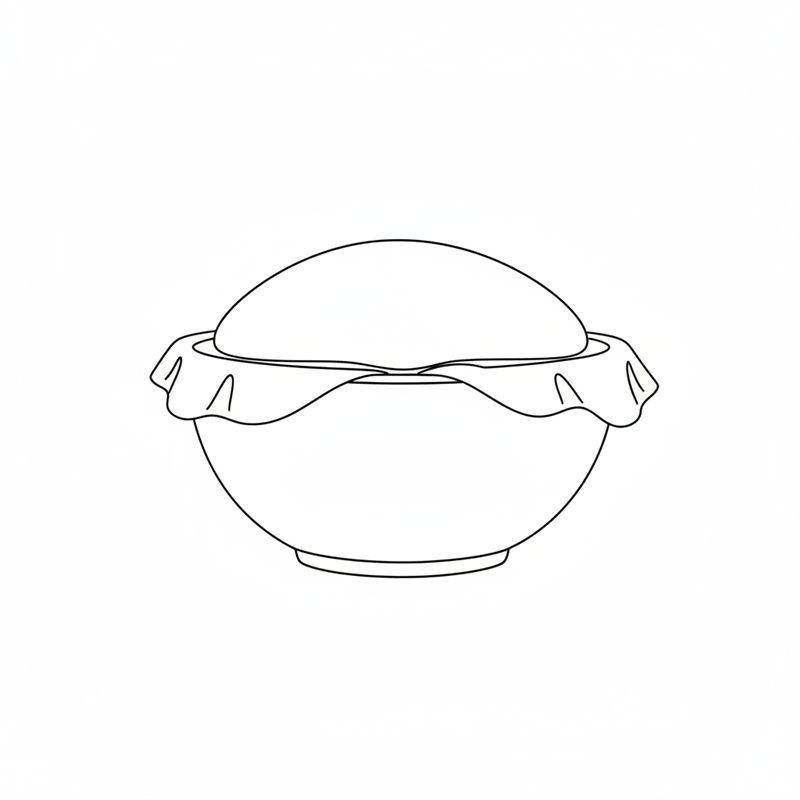 Illustration: en övertäckt skål med jäst franskbrödsdeg