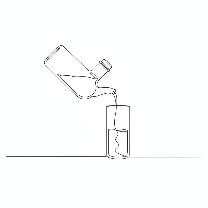 Illustration: olja hälls från en flaska ner i mixerbägaren