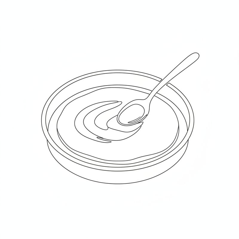 Illustration: en sked breder ut pizzasås över pizzabottnen i formen