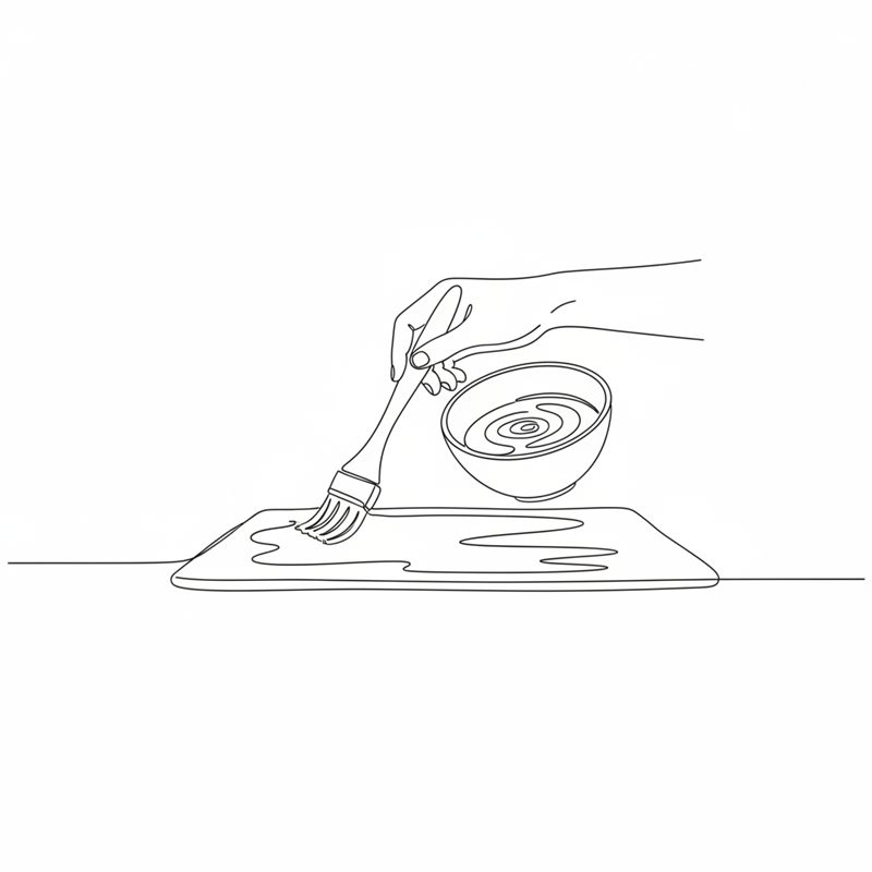 Illustration: den vikta smördegen penslas med uppvispat ägg