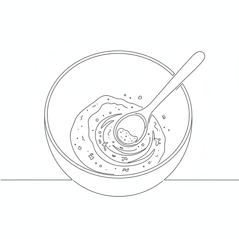 Teckning: riven parmesan och salt rörs ner i durumvetemjölet