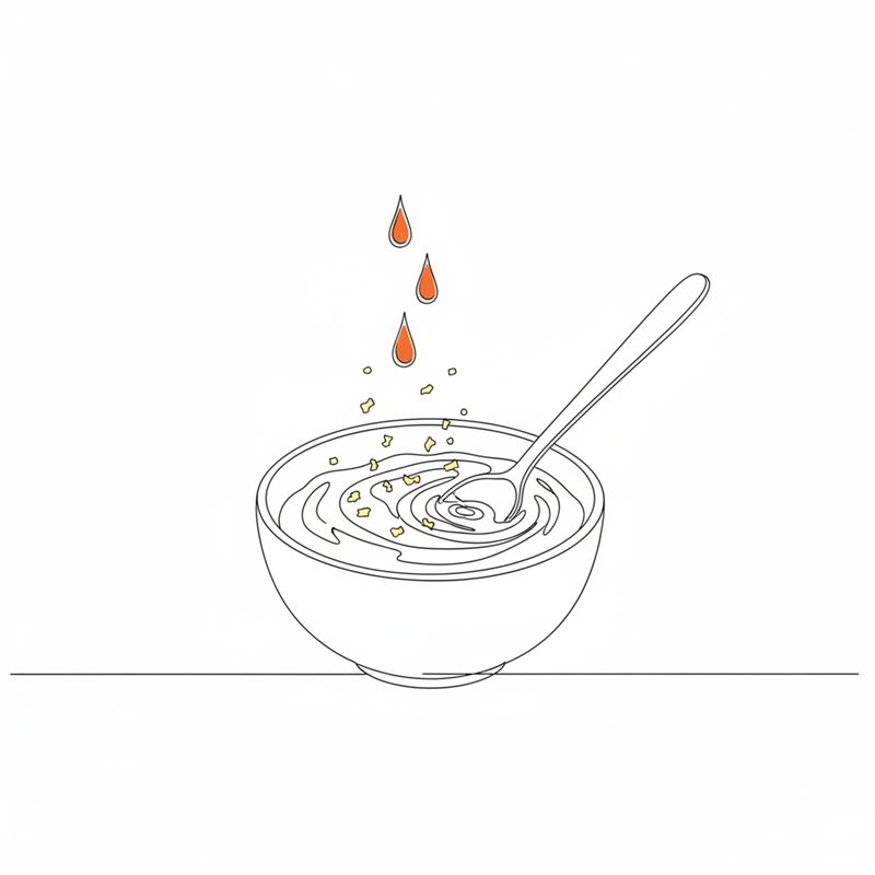 Illustration: majonnäs rörs ihop med sriracha och finrivet citronskal i en liten skål med en sked