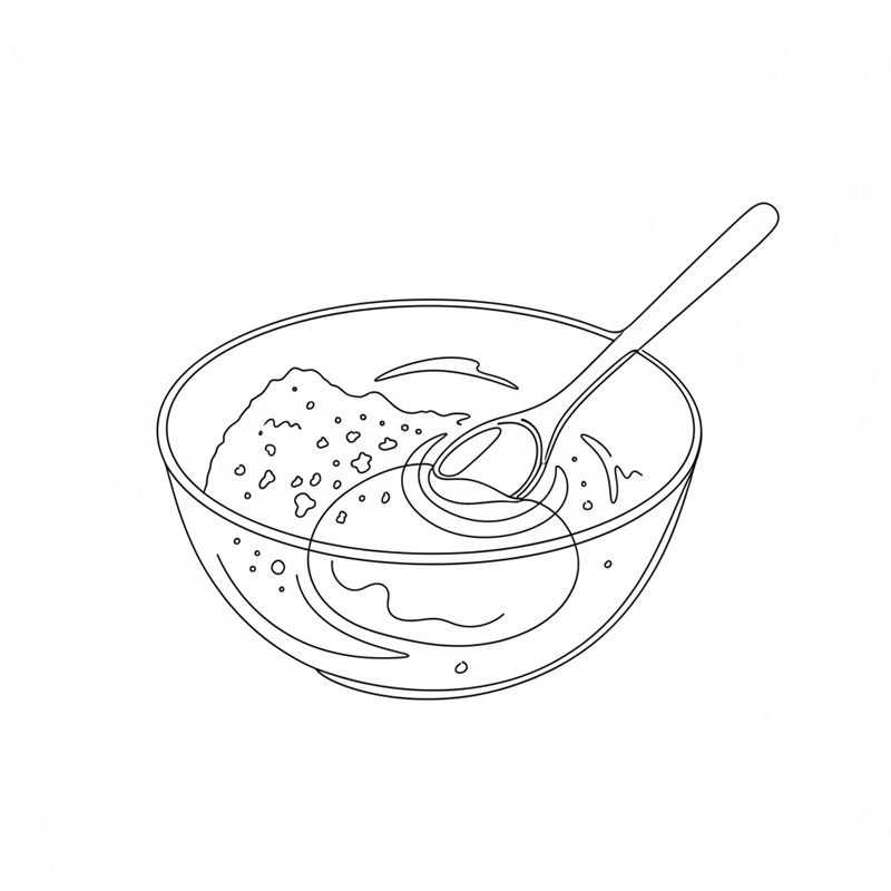 Illustration: en deg rörs ihop med en slev i en bunke