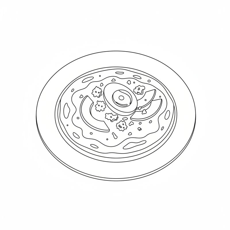 Illustration: en tortilla på en tallrik toppad med salsa, ett halverat ägg, avokadoskivor och smulad ost