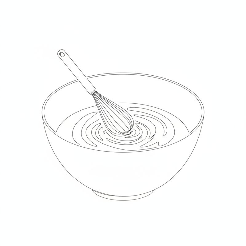 Illustration: en visp rör ihop majonnäs och crème fraiche till en slät dressing i en stor bunke