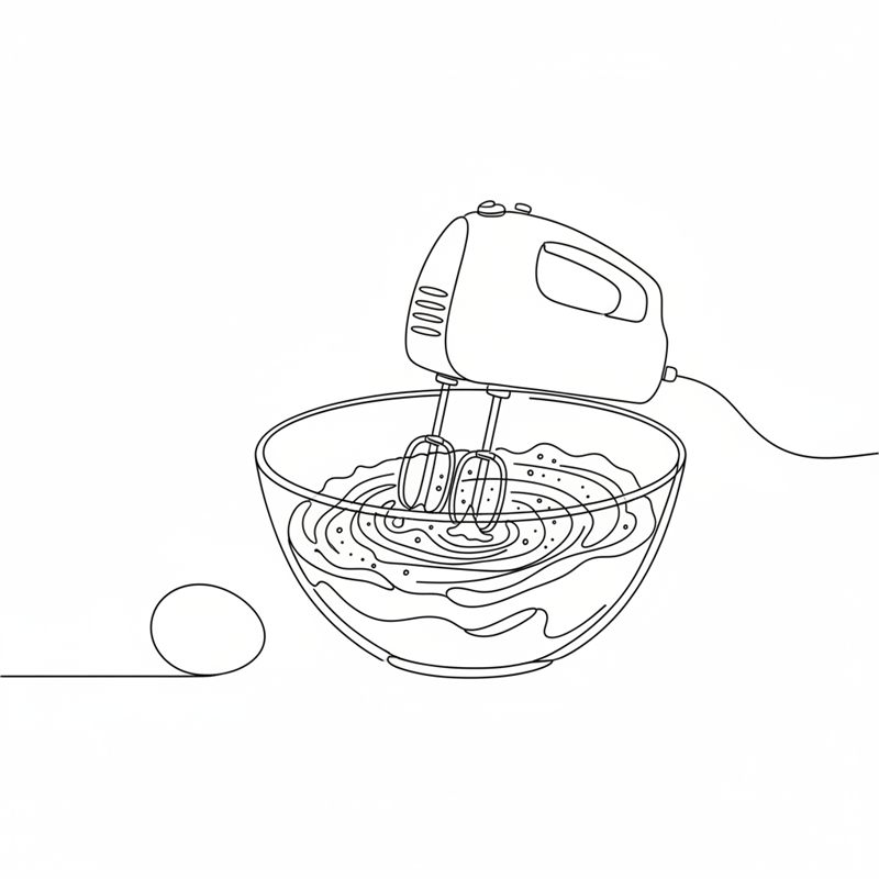 Illustration: en elvisp rör ihop smör, socker och vaniljfrön i en bunke med ett ägg bredvid bunken