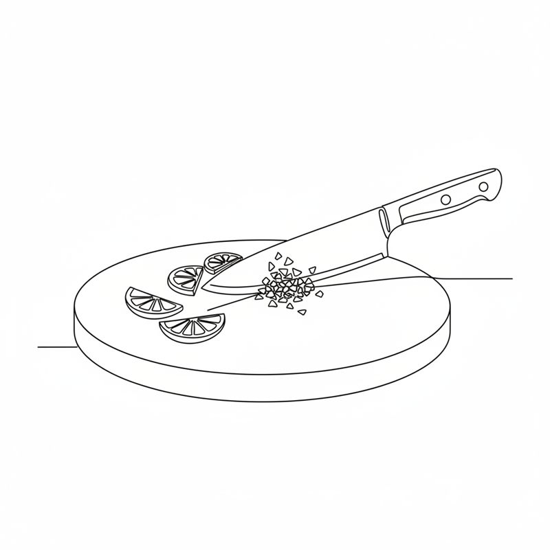Illustration: tunna skivor saltcitron finhackas på en skärbräda